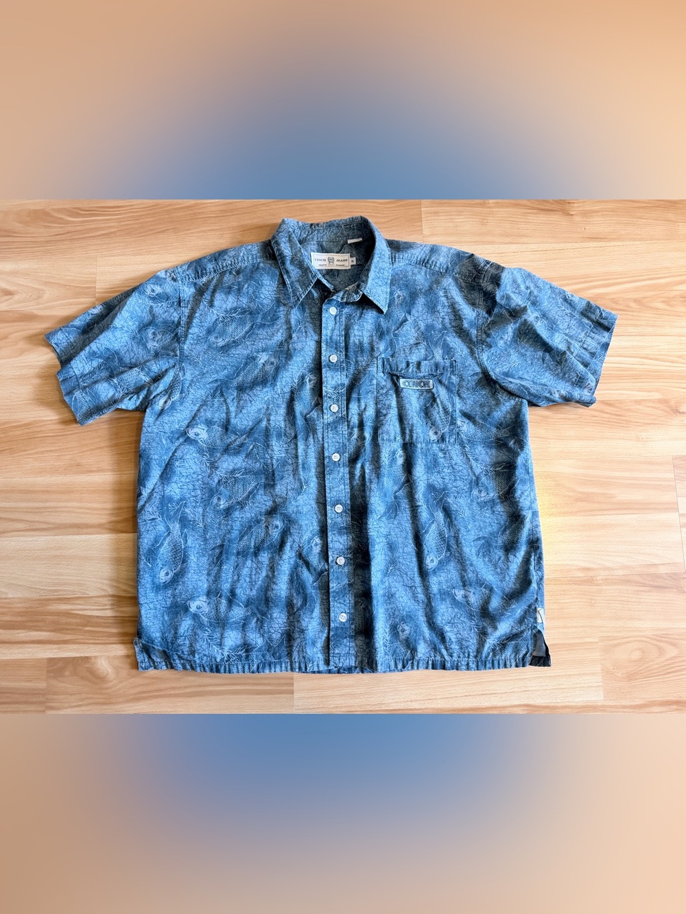 Cinch Men’s Short Sleeve Fish Print Button Down XL